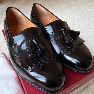 Ferragamo Lucas Mens Black Leather Slip On Loafers Dress Shoes 10.5 D NEW $895